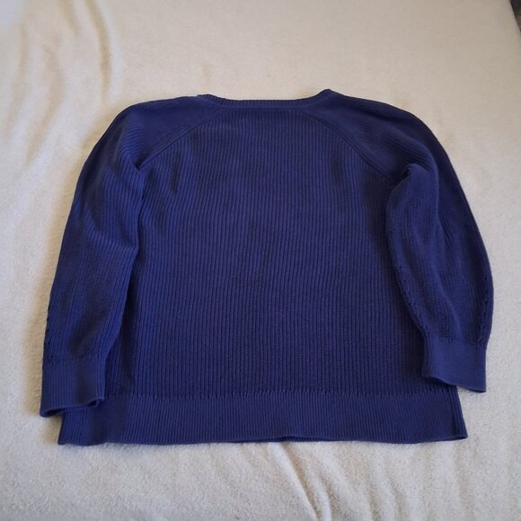 Talbots Women's Size 2X Blue Patch Pocket Crewneck Knit Sweater - Picture 9 of 11